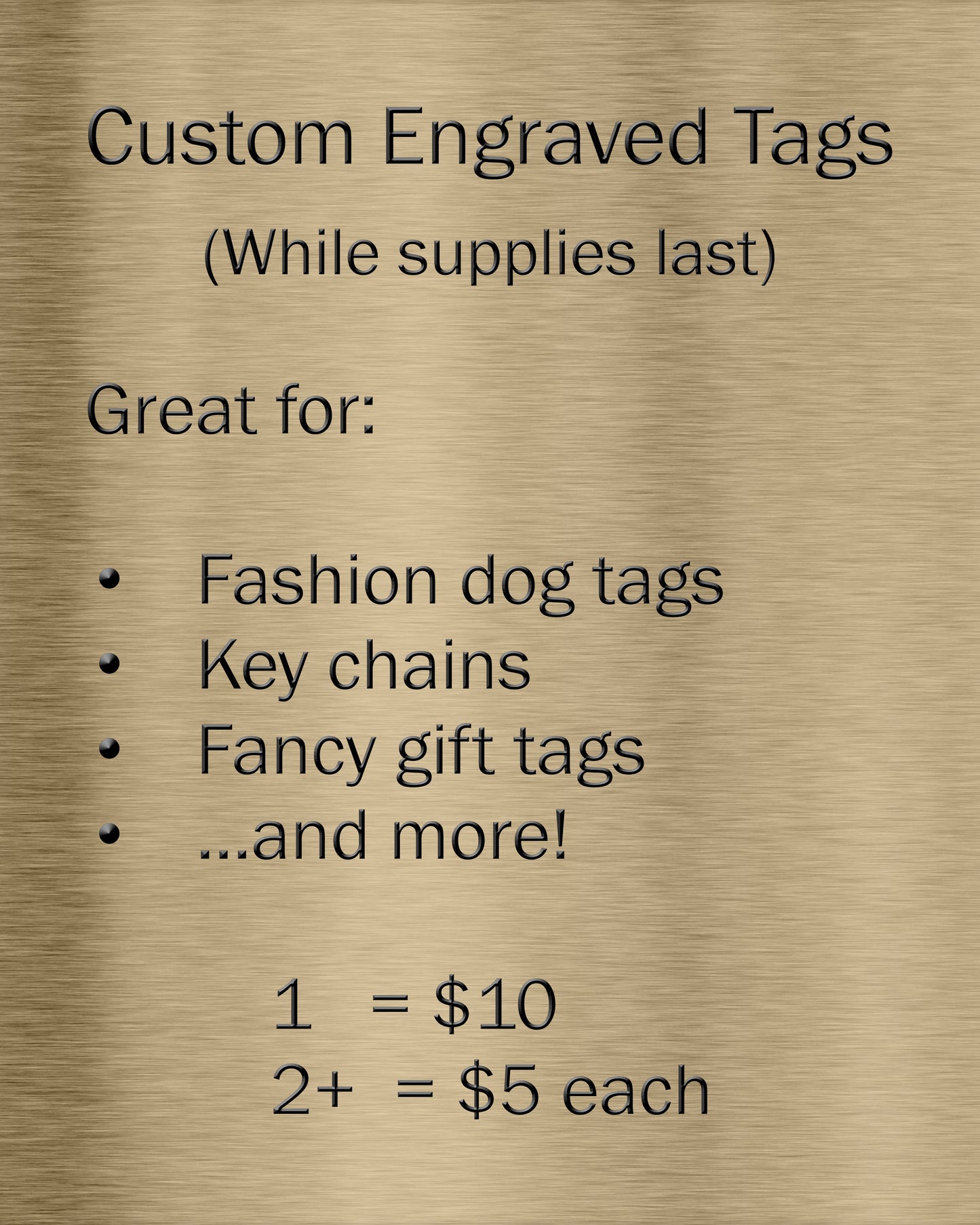 Order custom engraved tags