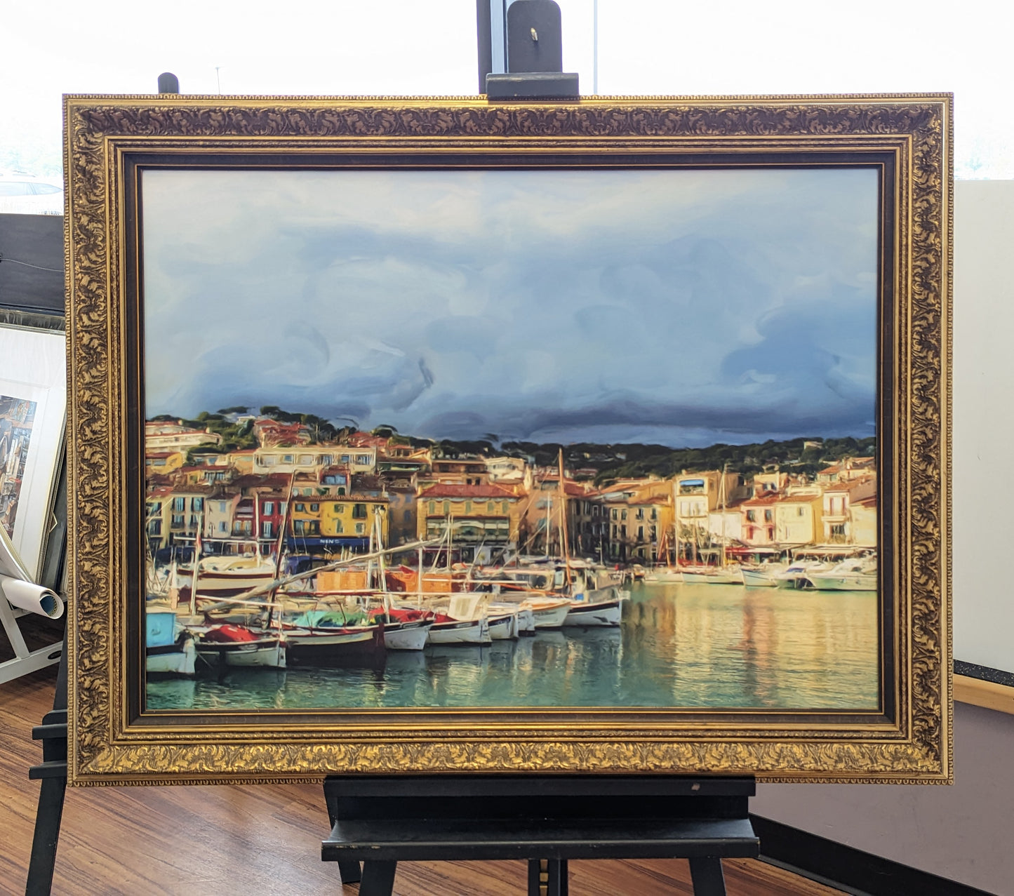 Cassis, France framed giclee canvas