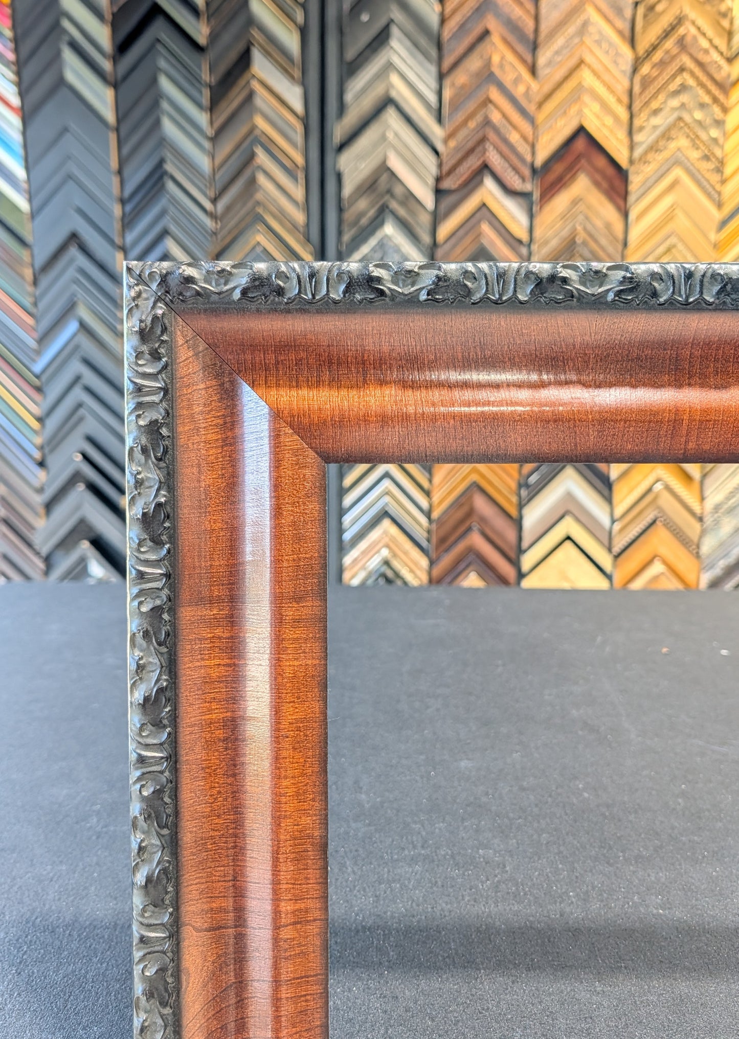 Large walnut veneer frame